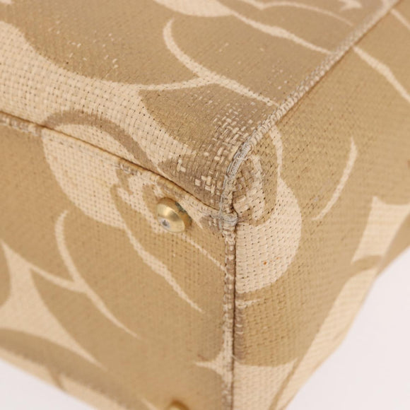 CHANEL Chain Shoulder Tote Bag Raffia Beige Gold CC Auth 191448V