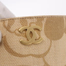 CHANEL Chain Shoulder Tote Bag Raffia Beige Gold CC Auth 191448V-10