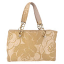 CHANEL Chain Shoulder Tote Bag Raffia Beige Gold CC Auth 191448V-2