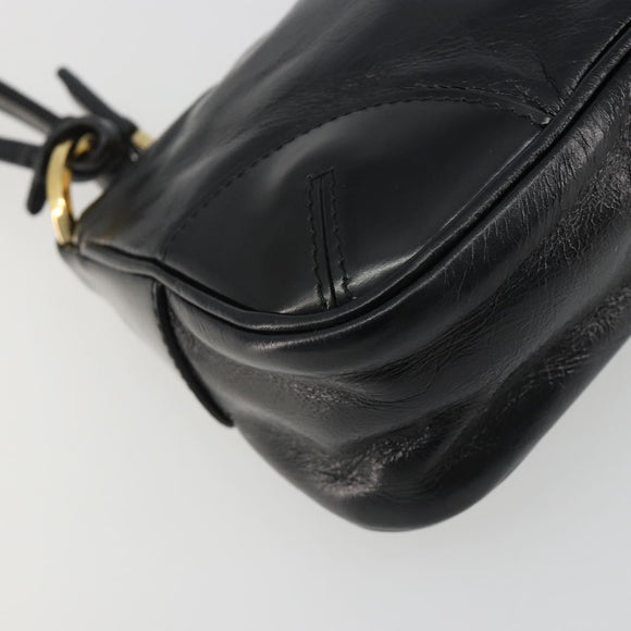 PRADA Accessory Pouch Leather Black Gold Auth 191449SAV