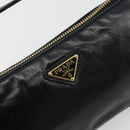 PRADA Accessory Pouch Leather Black Gold Auth 191449SAV-19