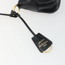 PRADA Accessory Pouch Leather Black Gold Auth 191449SAV-8