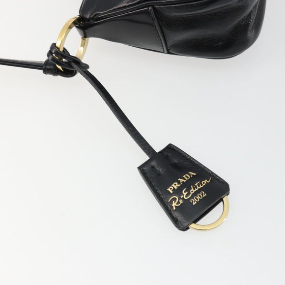 PRADA Accessory Pouch Leather Black Gold Auth 191449SAV