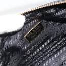 PRADA Accessory Pouch Leather Black Gold Auth 191449SAV-21