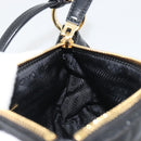 PRADA Accessory Pouch Leather Black Gold Auth 191449SAV-22