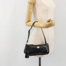 PRADA Accessory Pouch Leather Black Gold Auth 191449SAV-24