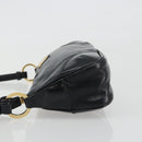 PRADA Accessory Pouch Leather Black Gold Auth 191449SAV-4