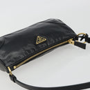 PRADA Accessory Pouch Leather Black Gold Auth 191449SAV-6