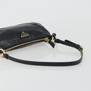 PRADA Accessory Pouch Leather Black Gold Auth 191449SAV-7