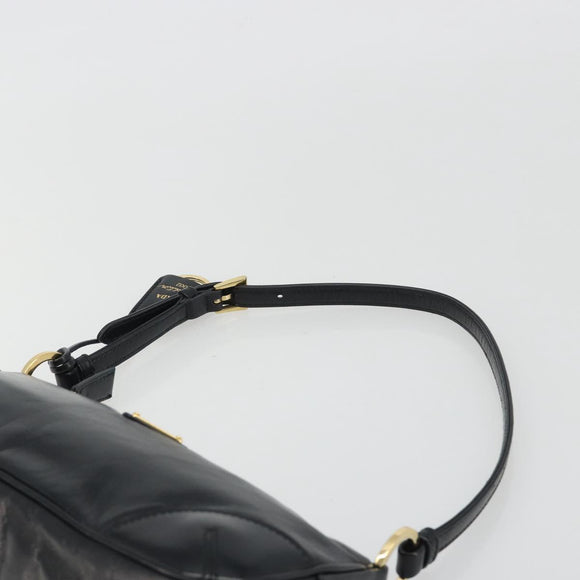 PRADA Accessory Pouch Leather Black Gold Auth 191449SAV