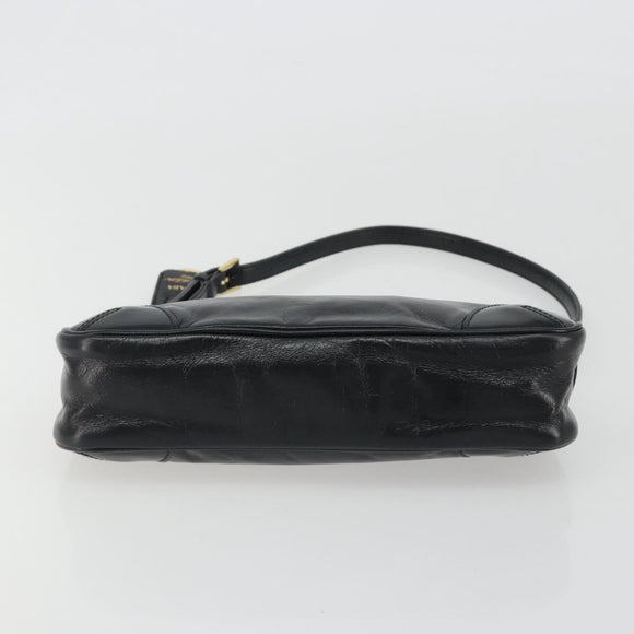 PRADA Accessory Pouch Leather Black Gold Auth 191449SAV