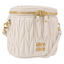 Miu Miu Matelasse Micro Bag Vanity Shoulder Bag Leather White Gold Auth 191450SM-1