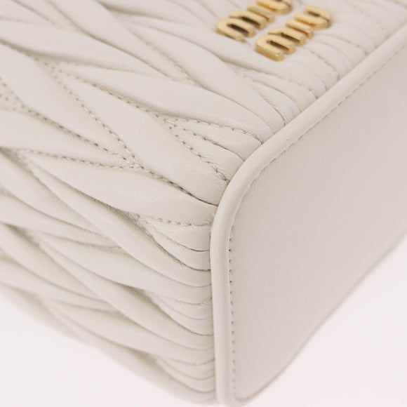 Miu Miu Matelasse Micro Bag Vanity Shoulder Bag Leather White Gold Auth 191450SM