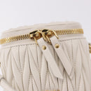 Miu Miu Matelasse Micro Bag Vanity Shoulder Bag Leather White Gold Auth 191450SM-18