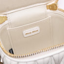 Miu Miu Matelasse Micro Bag Vanity Shoulder Bag Leather White Gold Auth 191450SM-20