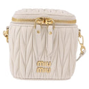 Miu Miu Matelasse Micro Bag Vanity Shoulder Bag Leather White Gold Auth 191450SM-13