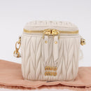 Miu Miu Matelasse Micro Bag Vanity Shoulder Bag Leather White Gold Auth 191450SM-12