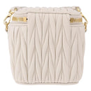 Miu Miu Matelasse Micro Bag Vanity Shoulder Bag Leather White Gold Auth 191450SM-2