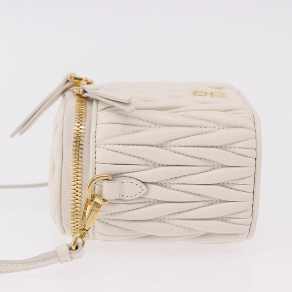 Miu Miu Matelasse Micro Bag Vanity Shoulder Bag Leather White Gold Auth 191450SM