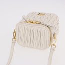 Miu Miu Matelasse Micro Bag Vanity Shoulder Bag Leather White Gold Auth 191450SM-6