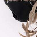 BVLGARI Feather Hand Bag Satin Black Gold Auth 191451SM-14