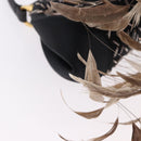 BVLGARI Feather Hand Bag Satin Black Gold Auth 191451SM-16