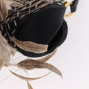 BVLGARI Feather Hand Bag Satin Black Gold Auth 191451SM-17