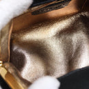 BVLGARI Feather Hand Bag Satin Black Gold Auth 191451SM-10