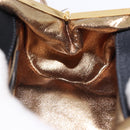 BVLGARI Feather Hand Bag Satin Black Gold Auth 191451SM-19