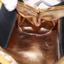 BVLGARI Feather Hand Bag Satin Black Gold Auth 191451SM-20