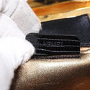 BVLGARI Feather Hand Bag Satin Black Gold Auth 191451SM-11