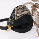 BVLGARI Feather Hand Bag Satin Black Gold Auth 191451SM-4