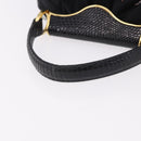 BVLGARI Feather Hand Bag Satin Black Gold Auth 191451SM-7
