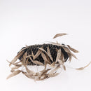 BVLGARI Feather Hand Bag Satin Black Gold Auth 191451SM-5