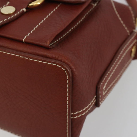 CELINE Shoulder Bag Leather Brown Gold Auth 191452V