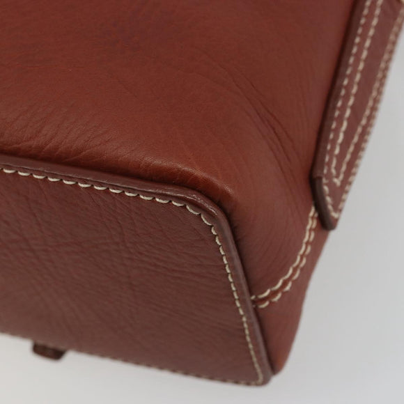 CELINE Shoulder Bag Leather Brown Gold Auth 191452V