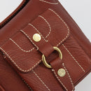 CELINE Shoulder Bag Leather Brown Gold Auth 191452V-15