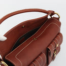 CELINE Shoulder Bag Leather Brown Gold Auth 191452V-16