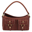 CELINE Shoulder Bag Leather Brown Gold Auth 191452V-2