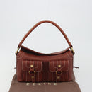CELINE Shoulder Bag Leather Brown Gold Auth 191452V-27