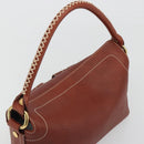 CELINE Shoulder Bag Leather Brown Gold Auth 191452V-6