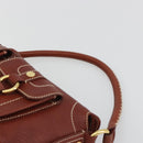 CELINE Shoulder Bag Leather Brown Gold Auth 191452V-8