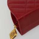 CHANEL Matelasse Chain Shoulder Bag Lamb Skin Red Gold CC Auth 191454V-11
