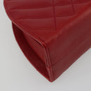CHANEL Matelasse Chain Shoulder Bag Lamb Skin Red Gold CC Auth 191454V-13