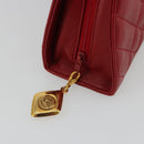 CHANEL Matelasse Chain Shoulder Bag Lamb Skin Red Gold CC Auth 191454V-14