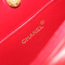 CHANEL Matelasse Chain Shoulder Bag Lamb Skin Red Gold CC Auth 191454V-16