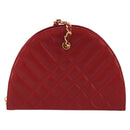 CHANEL Matelasse Chain Shoulder Bag Lamb Skin Red Gold CC Auth 191454V-2