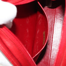 CHANEL Matelasse Chain Shoulder Bag Lamb Skin Red Gold CC Auth 191454V-21