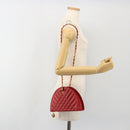 CHANEL Matelasse Chain Shoulder Bag Lamb Skin Red Gold CC Auth 191454V-24