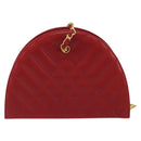 CHANEL Matelasse Chain Shoulder Bag Lamb Skin Red Gold CC Auth 191454V-3